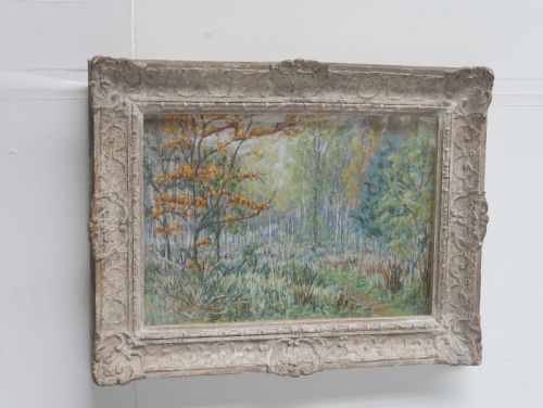 PASTEL PAINTING WOODLAND SCENE - ADDITIONAL PHOTO 1