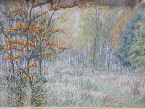 PASTEL PAINTING WOODLAND SCENE - ADDITIONAL PHOTO 2