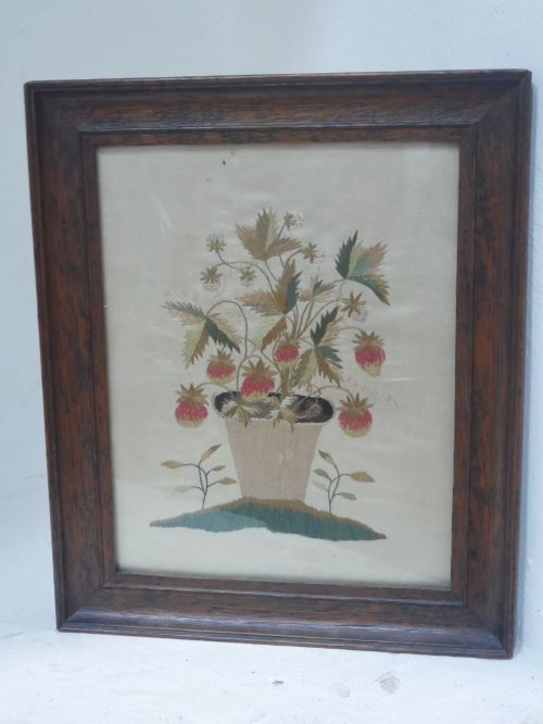 NEEDLEWORK A POT OF STRAWBERRIES