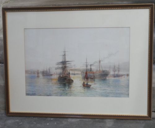 PAINTING LEAVING PORT AT DUBLIN BAY