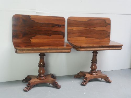PAIR ENGLISH ROSEWOOD FOLD OVER TEA TABLES - ADDITIONAL PHOTO 1
