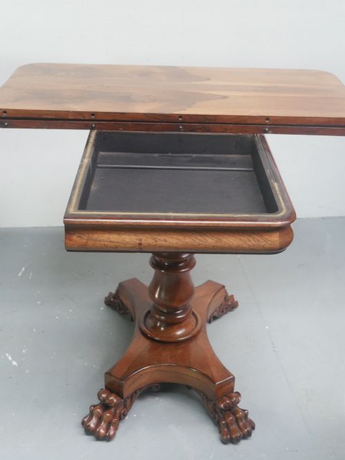 PAIR ENGLISH ROSEWOOD FOLD OVER TEA TABLES - ADDITIONAL PHOTO 6