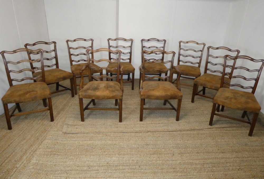 Set of Ten English Ladderback Chairs View VIII