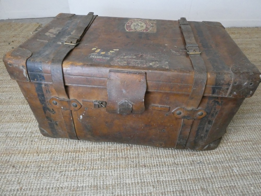 English Leather Steamer Trunk