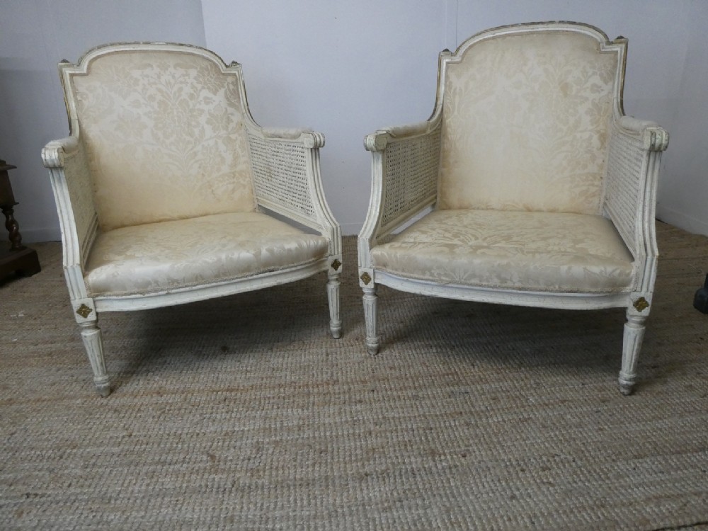 Large Pair 19thC Bergere Chairs