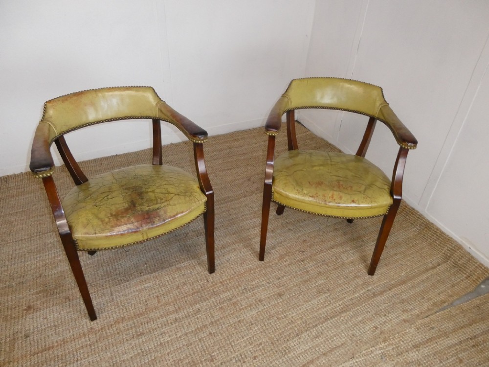 Pair Leather Armchairs