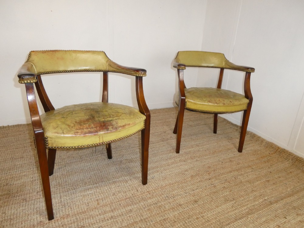 Pair Leather Armchairs View XII