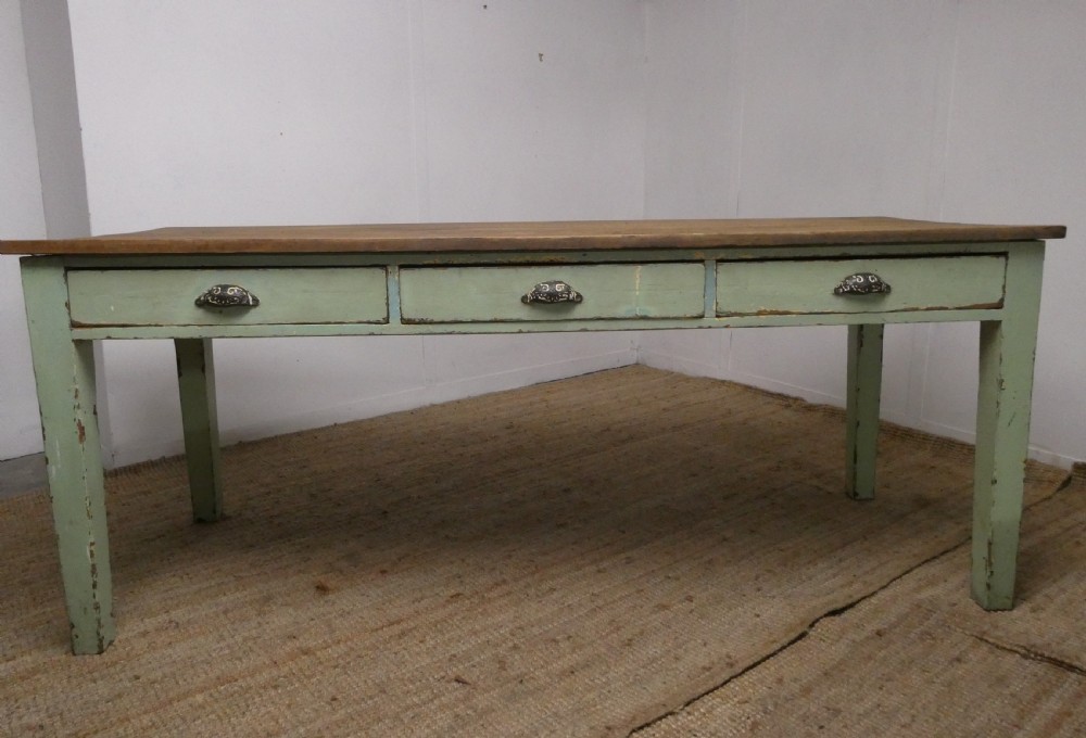19thC Painted Kitchen Table View X