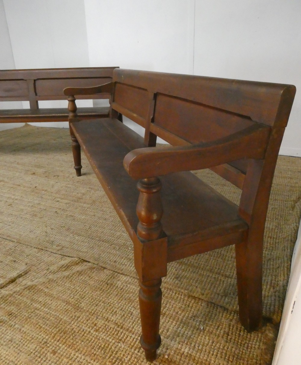 Pair 19thC Painted Pine Benches View VIII