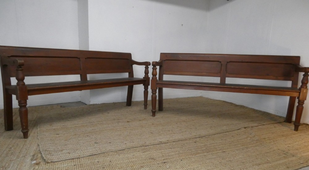 Pair 19thC Painted Pine Benches View IX