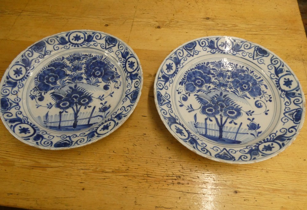 Pair 18thC Dutch Delft Chargers View XII