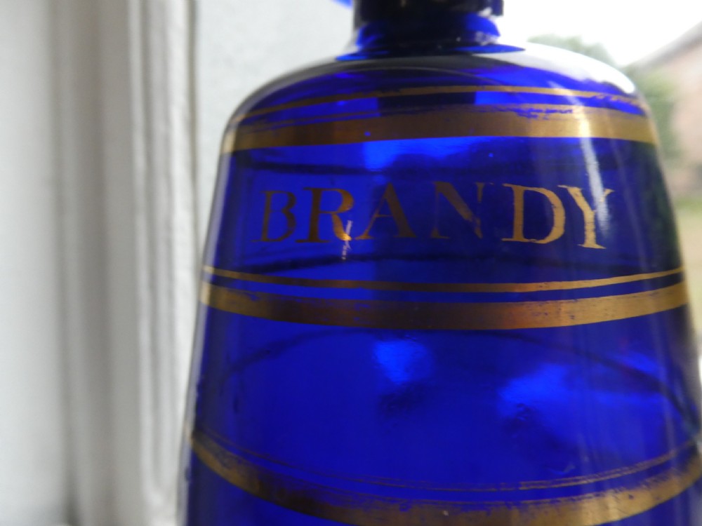 Two Bristol Blue Gin & Brandy Bottles View III