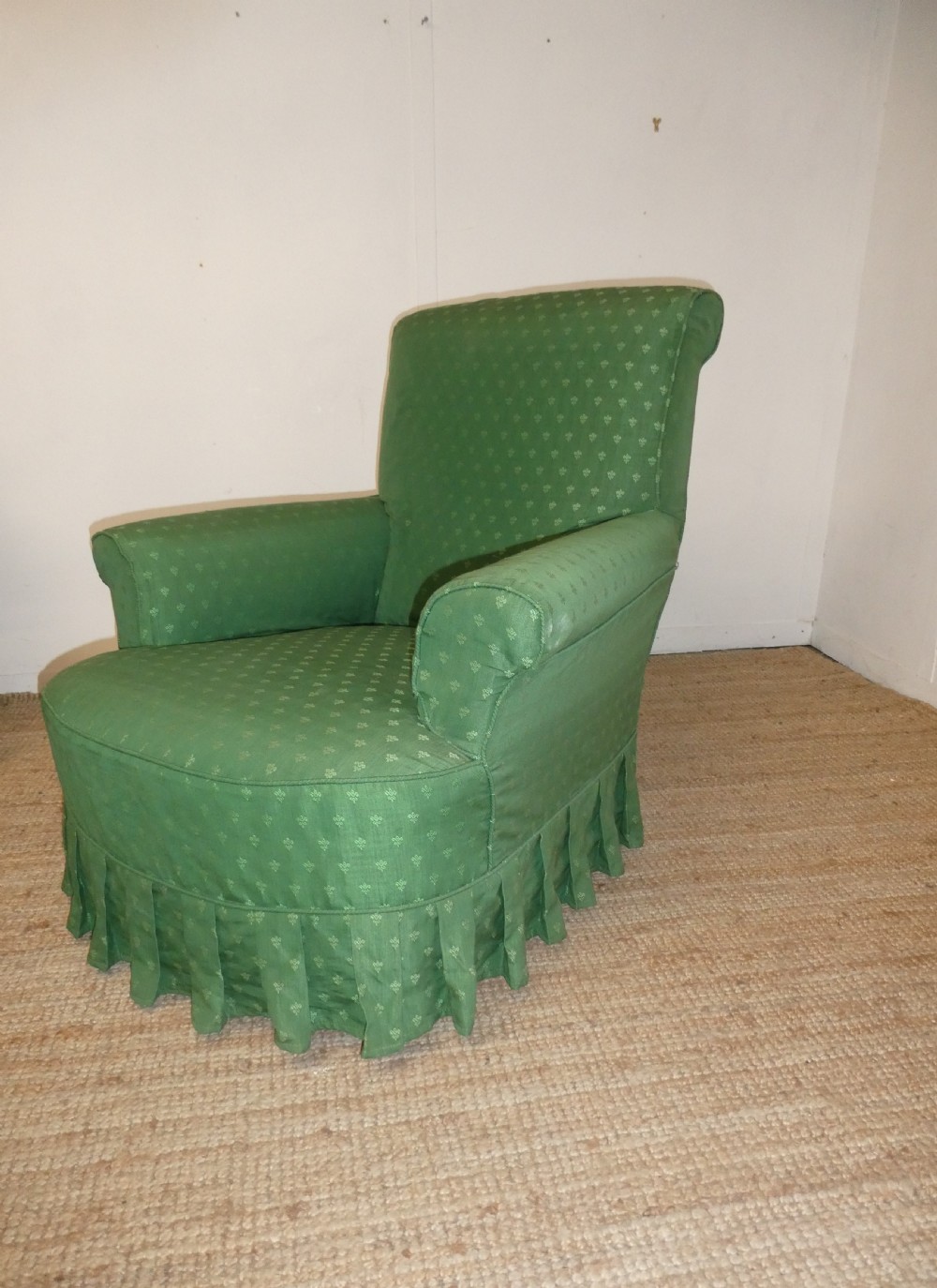 19thC Upholstered Deep Seated Armchair
