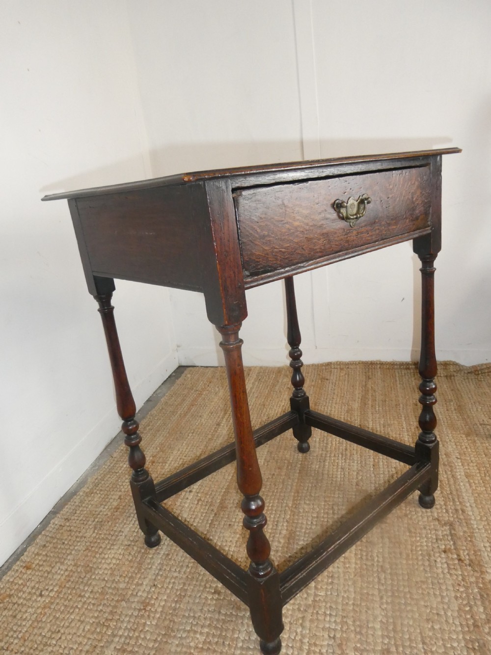 Small 18thC Oak Side Table 56cm Wide View IX