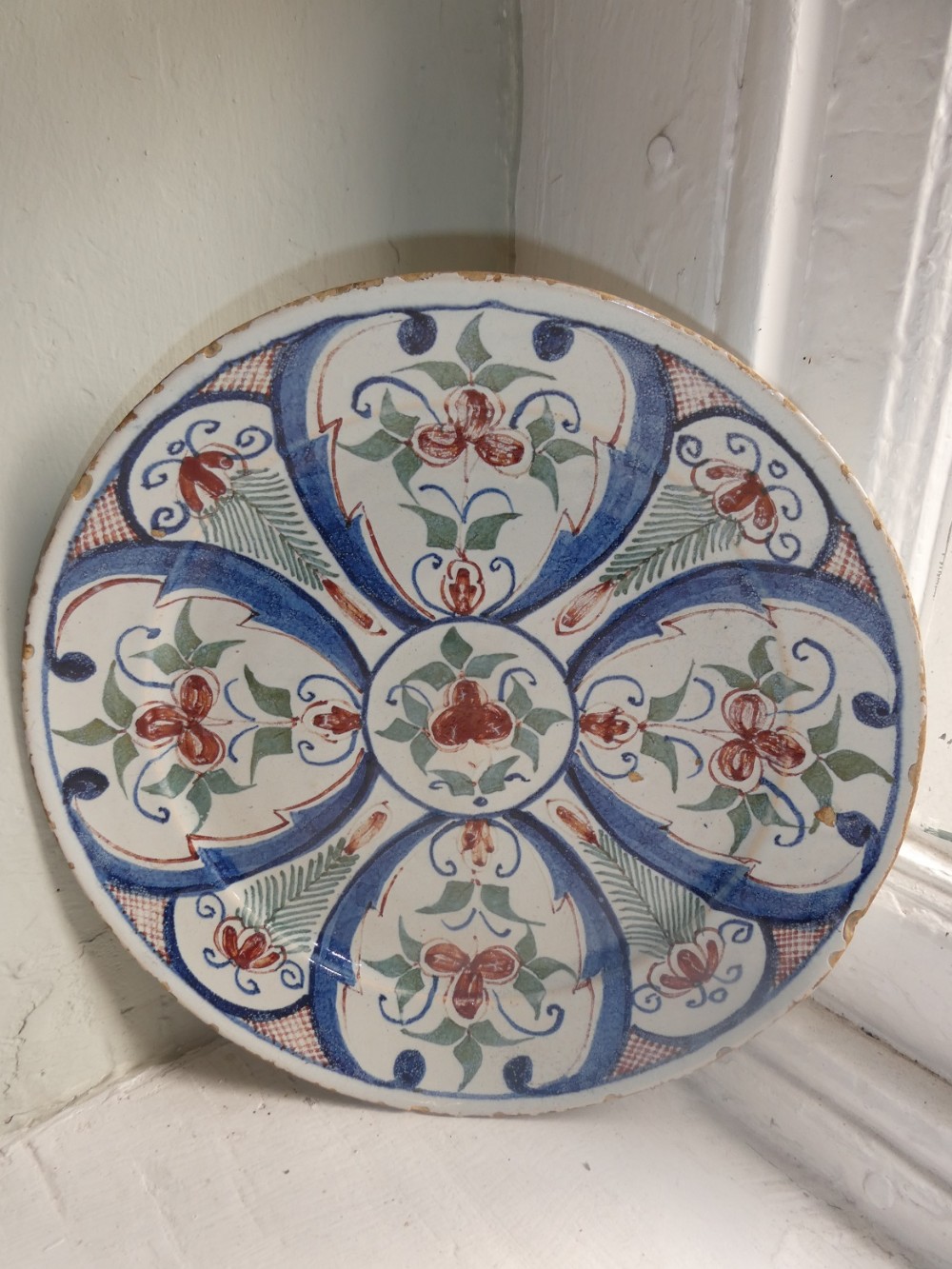 18thC English Delft Pancake Plate