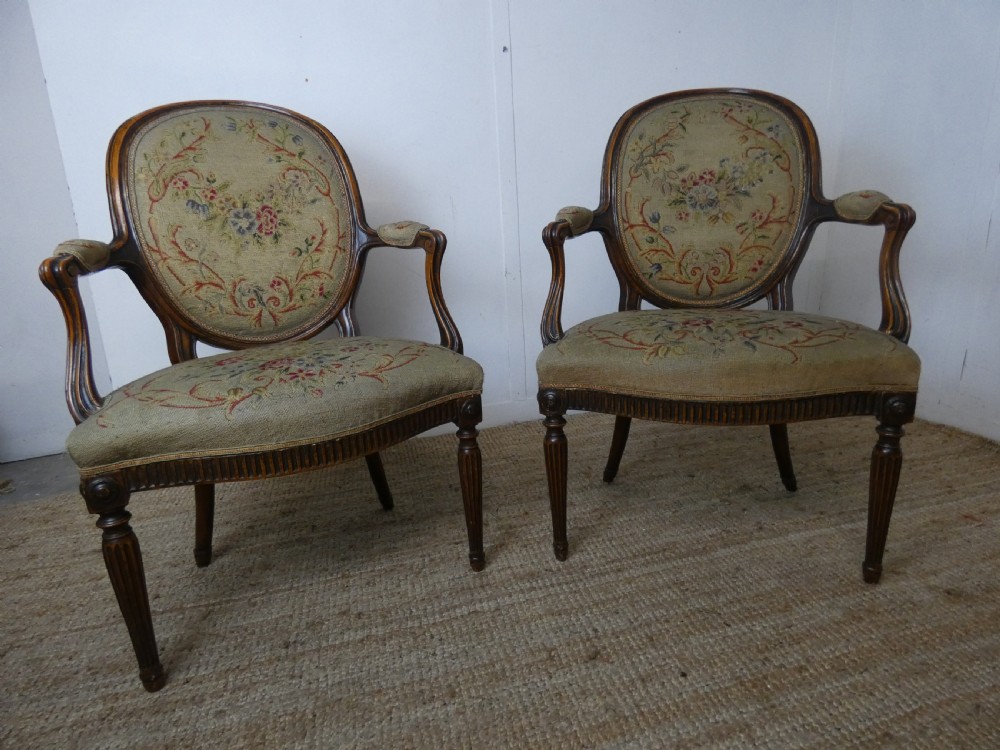 Fine Pair of Needlepoint Arm Chairs