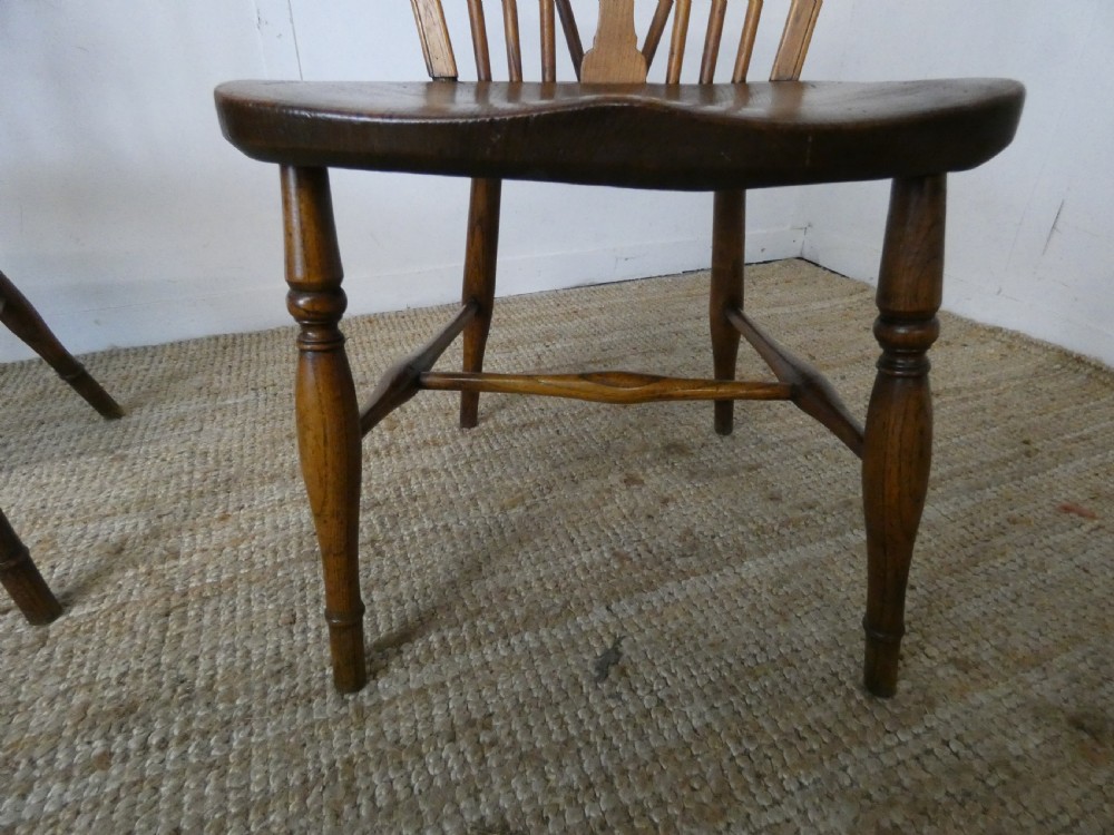 Pair 19thC Elm & Ash Windsor Kitchen Chairs  View IV