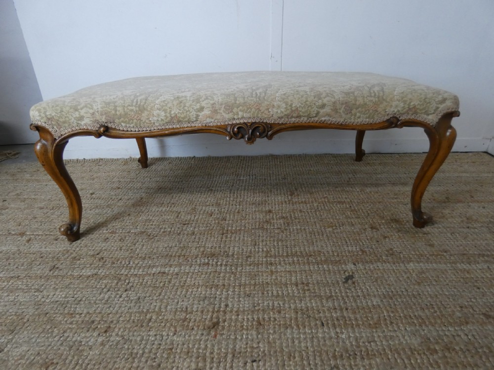 Large 19thC Scottish Walnut Stool 120cm wide