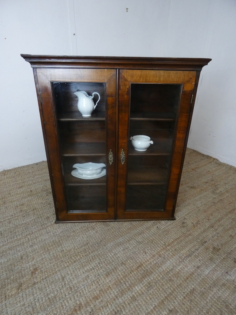 Neat 19thC Walnut Wall Cabinet