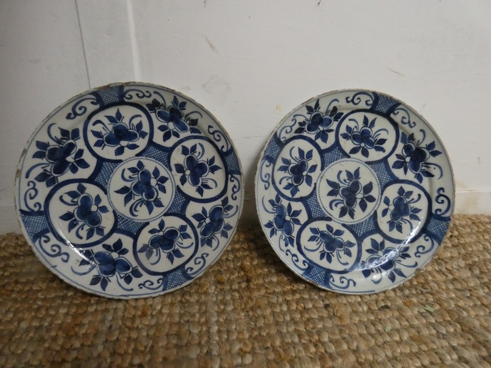 Pair 18thC Delft Plates