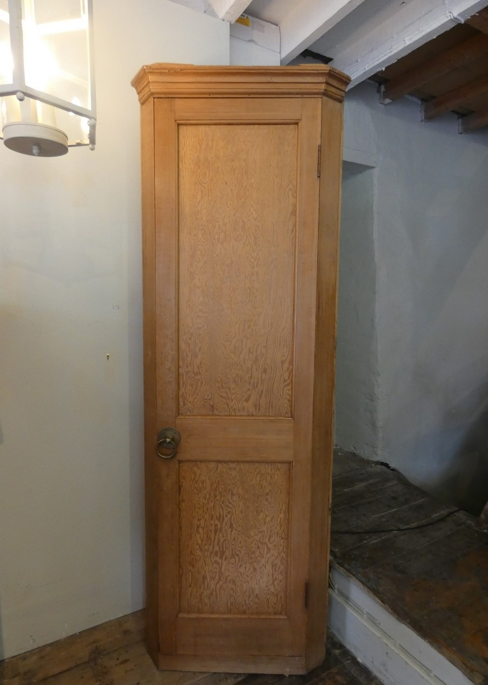 19thC Shelved Pine Corner Cabinet