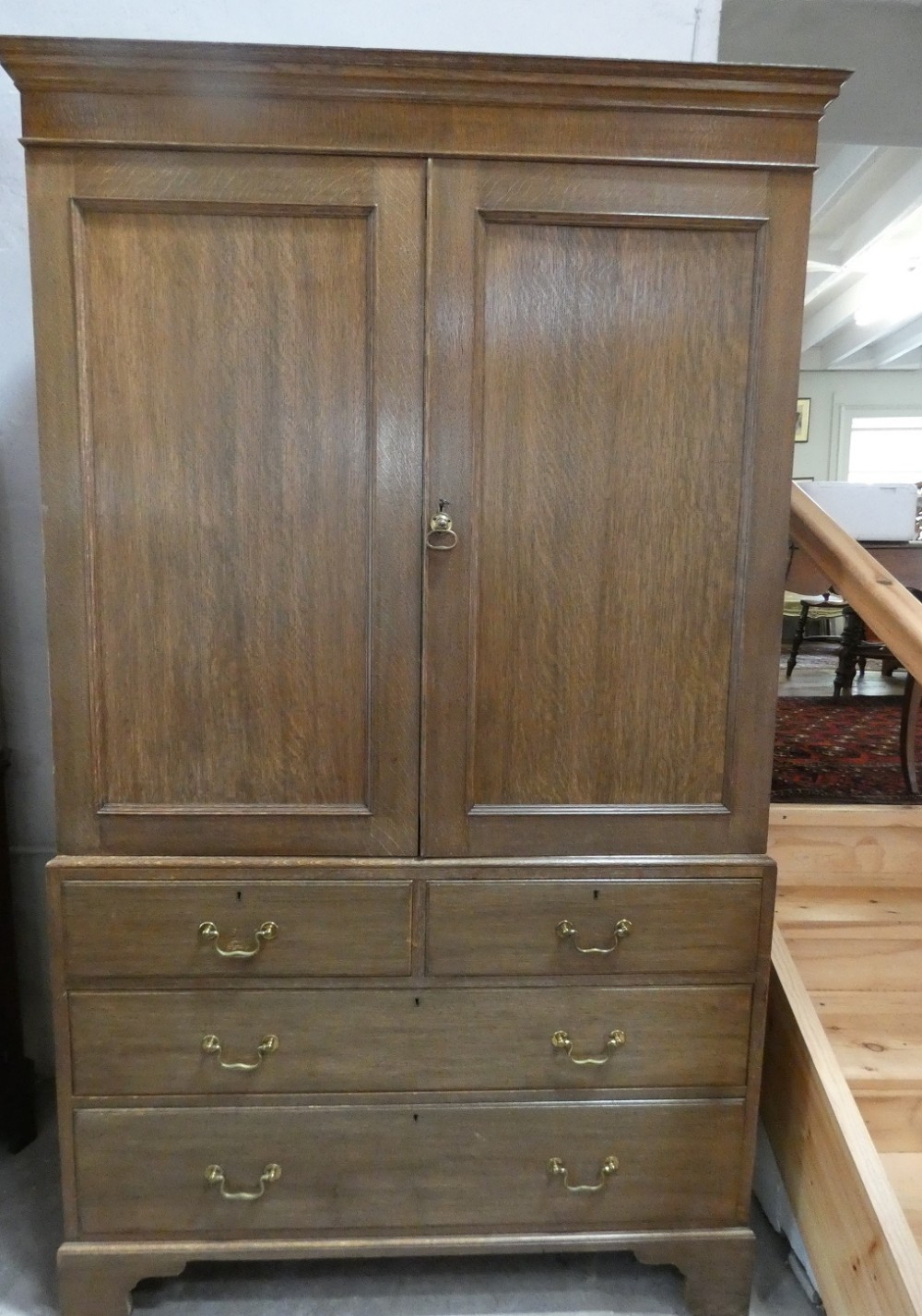 Scottish 1900s Oak Linen Cupboard