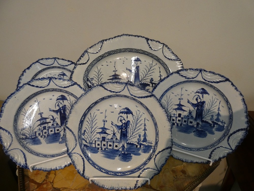 Set of Five 18thC Pearlware Plates