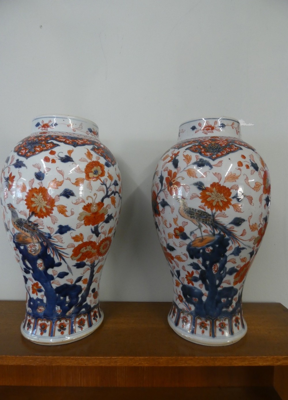 Pair 18thC Chinese Imari Vases