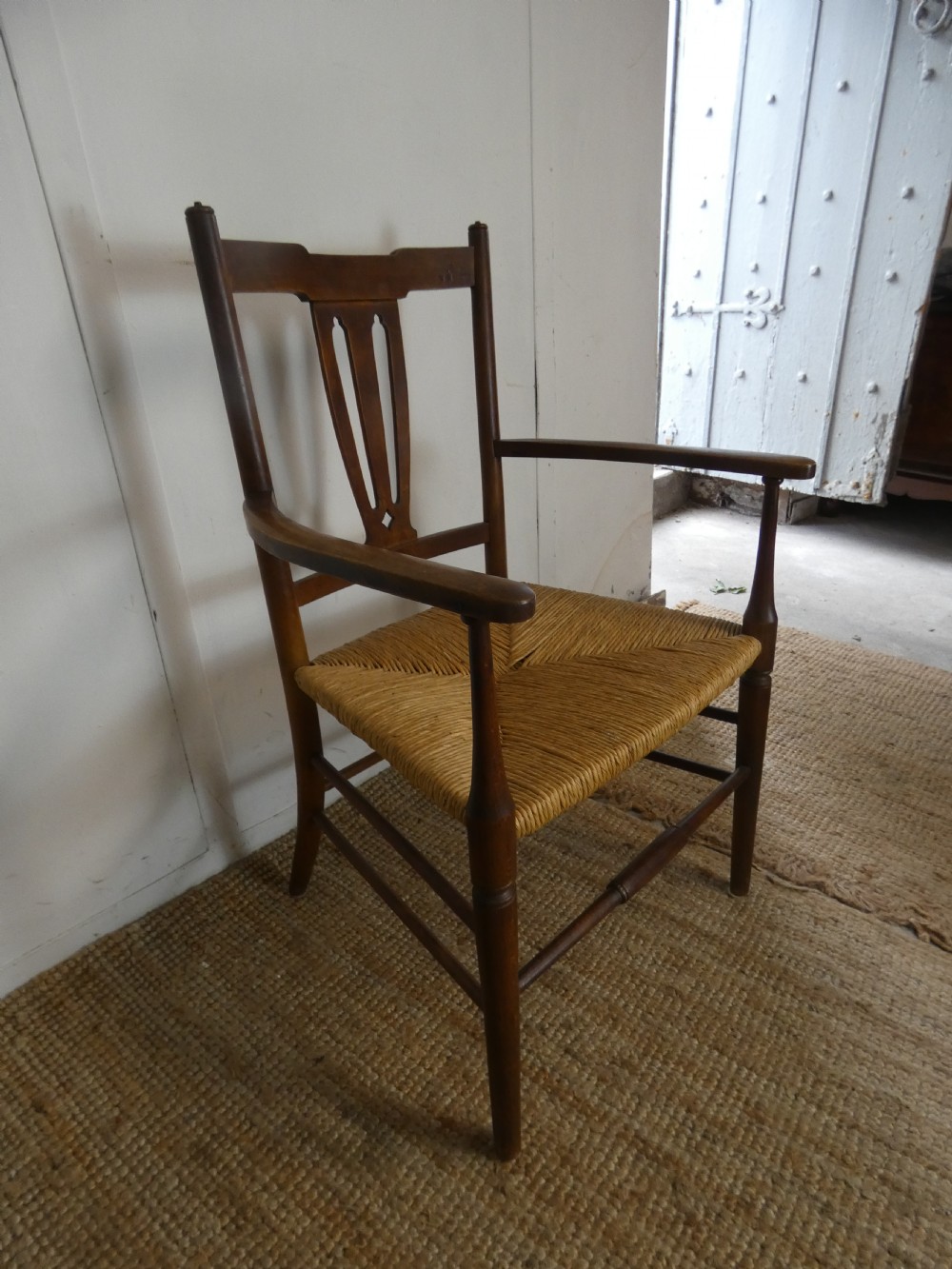 Arts & Crafts Rush Seated Armchair View II