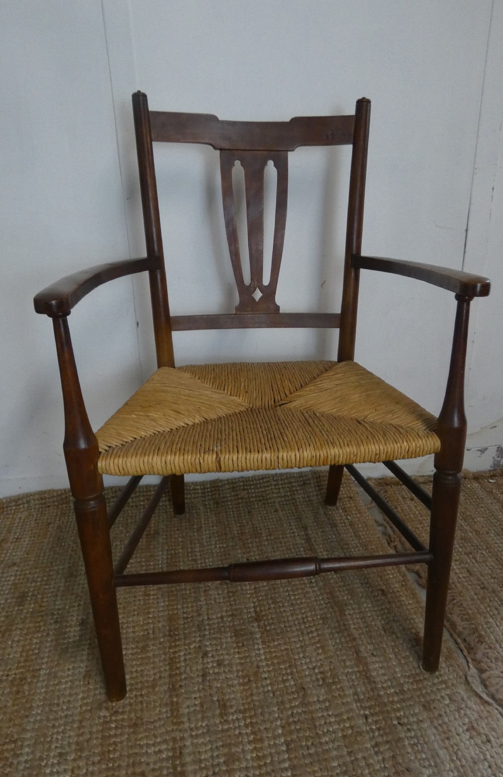Arts & Crafts Rush Seated Armchair