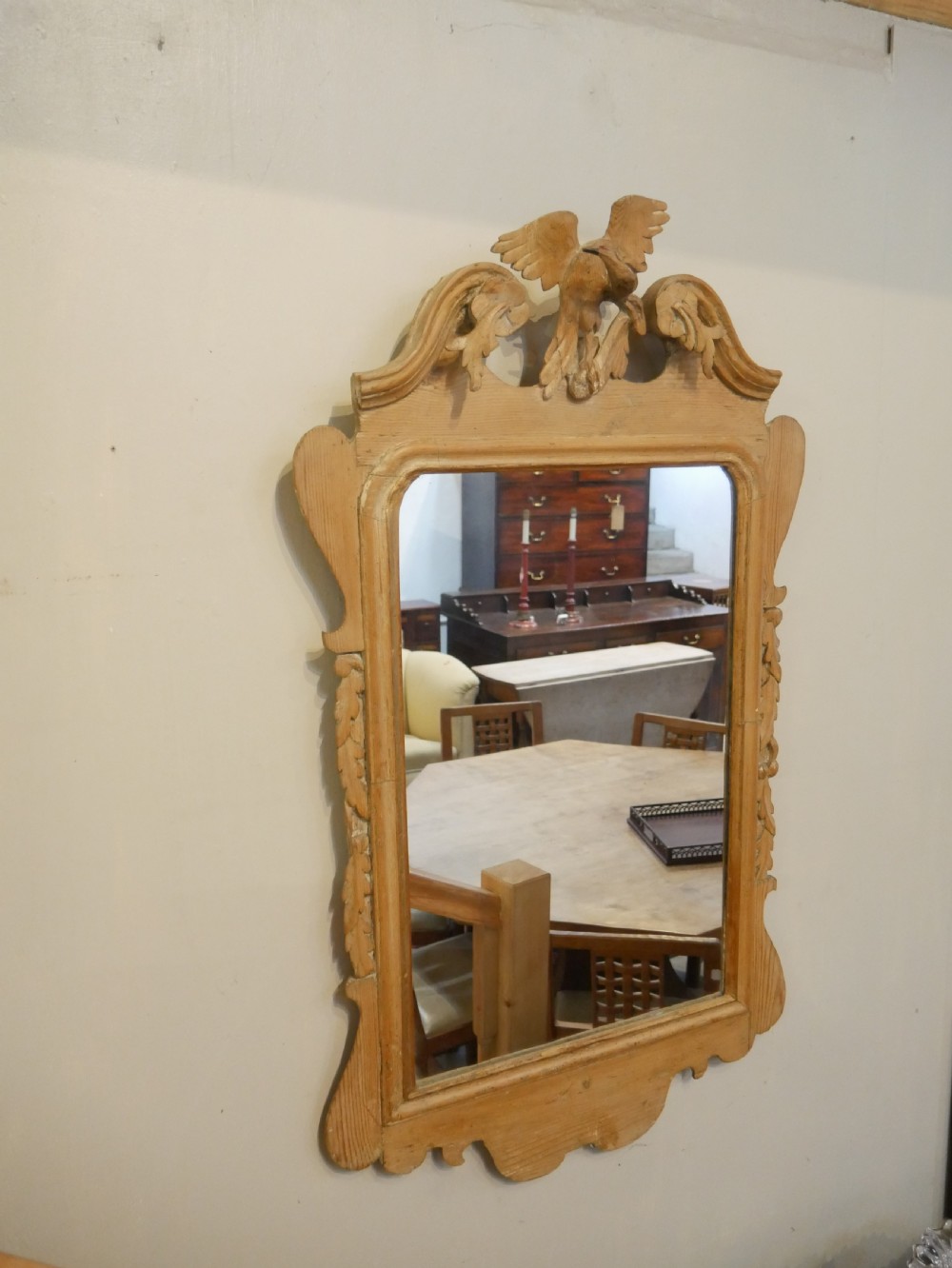 18th Century Pine Wall Mirror   View X