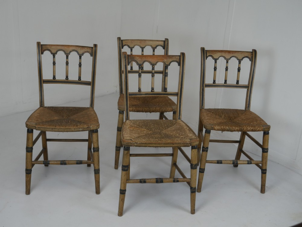 Set 4 19thC  Original Painted Chairs