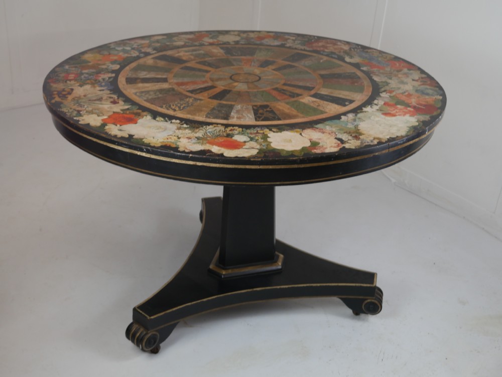 19thC Painted Faux Marble Centre Table
