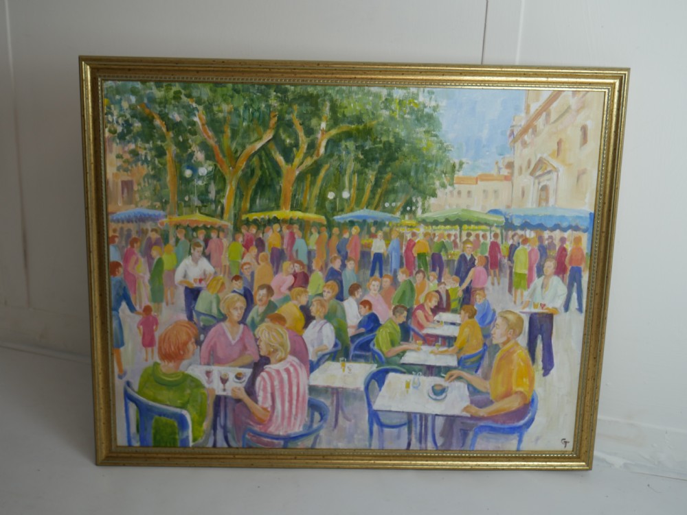 Painting of Provence Cafe Scene
