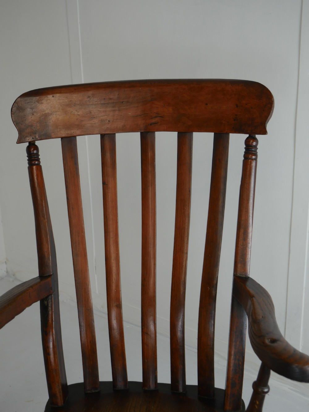19thC Elm Fruitwood Windsor Kitchen Armchair View II