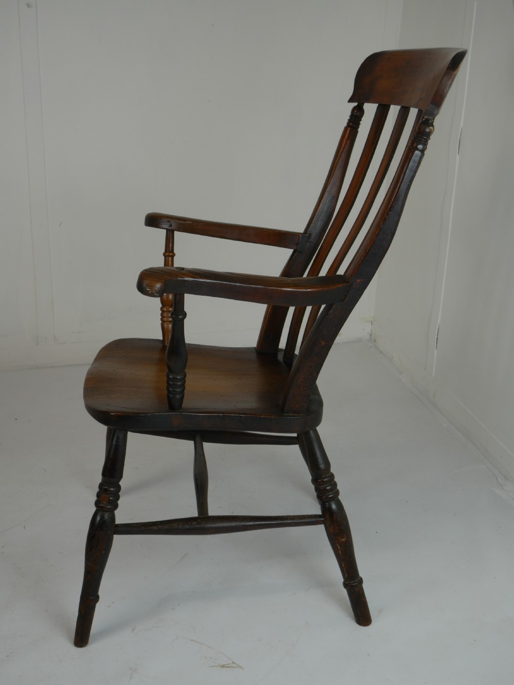 19thC Elm Fruitwood Windsor Kitchen Armchair View IV