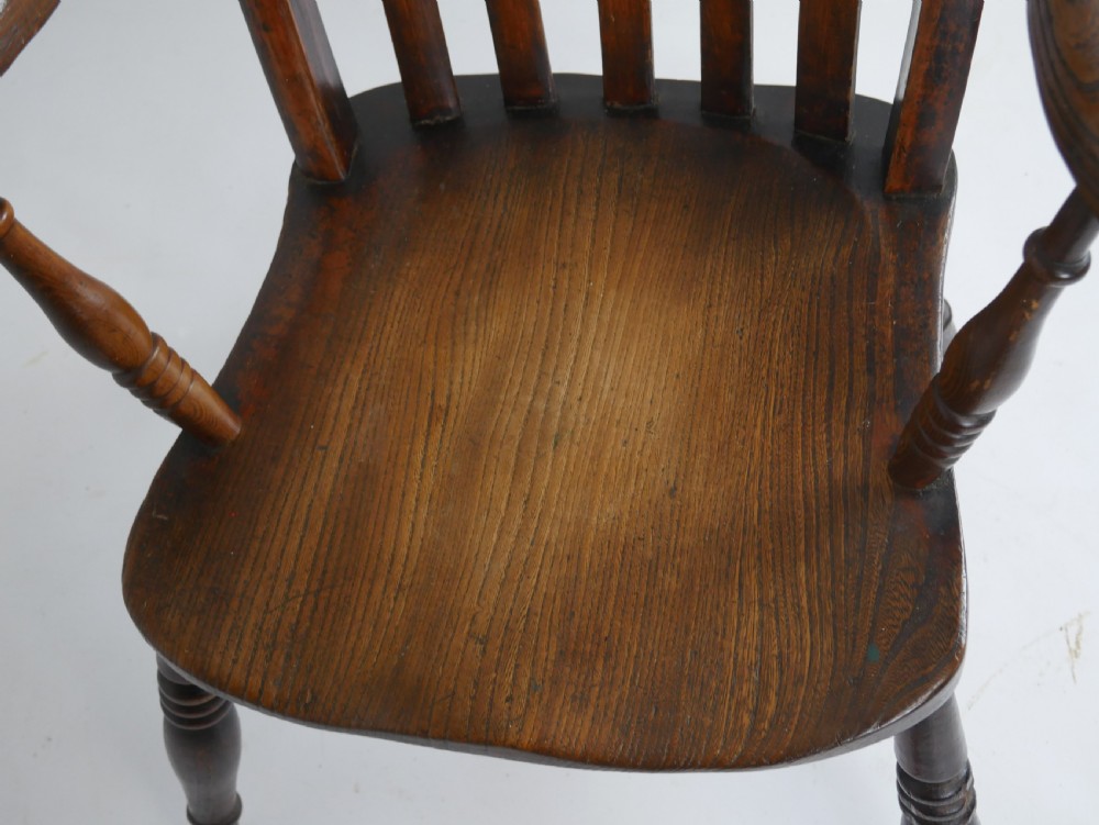 19thC Elm Fruitwood Windsor Kitchen Armchair View V