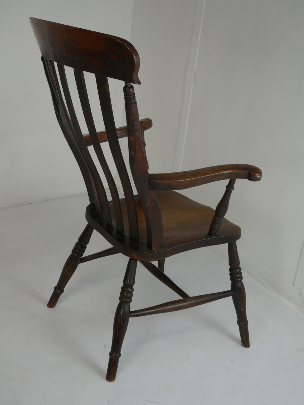19thC Elm Fruitwood Windsor Kitchen Armchair View VI