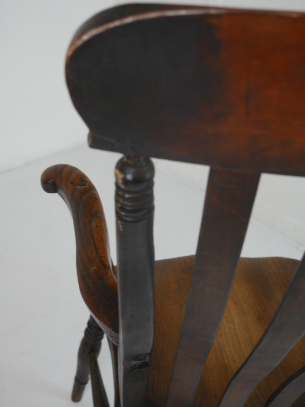 19thC Elm Fruitwood Windsor Kitchen Armchair View VIII
