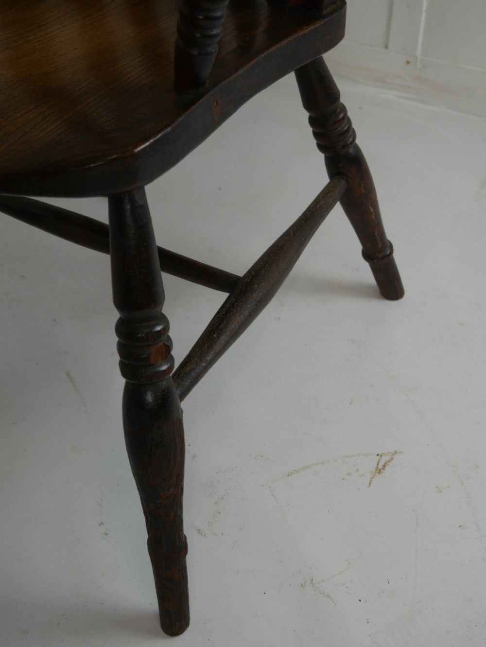 19thC Elm Fruitwood Windsor Kitchen Armchair View XII
