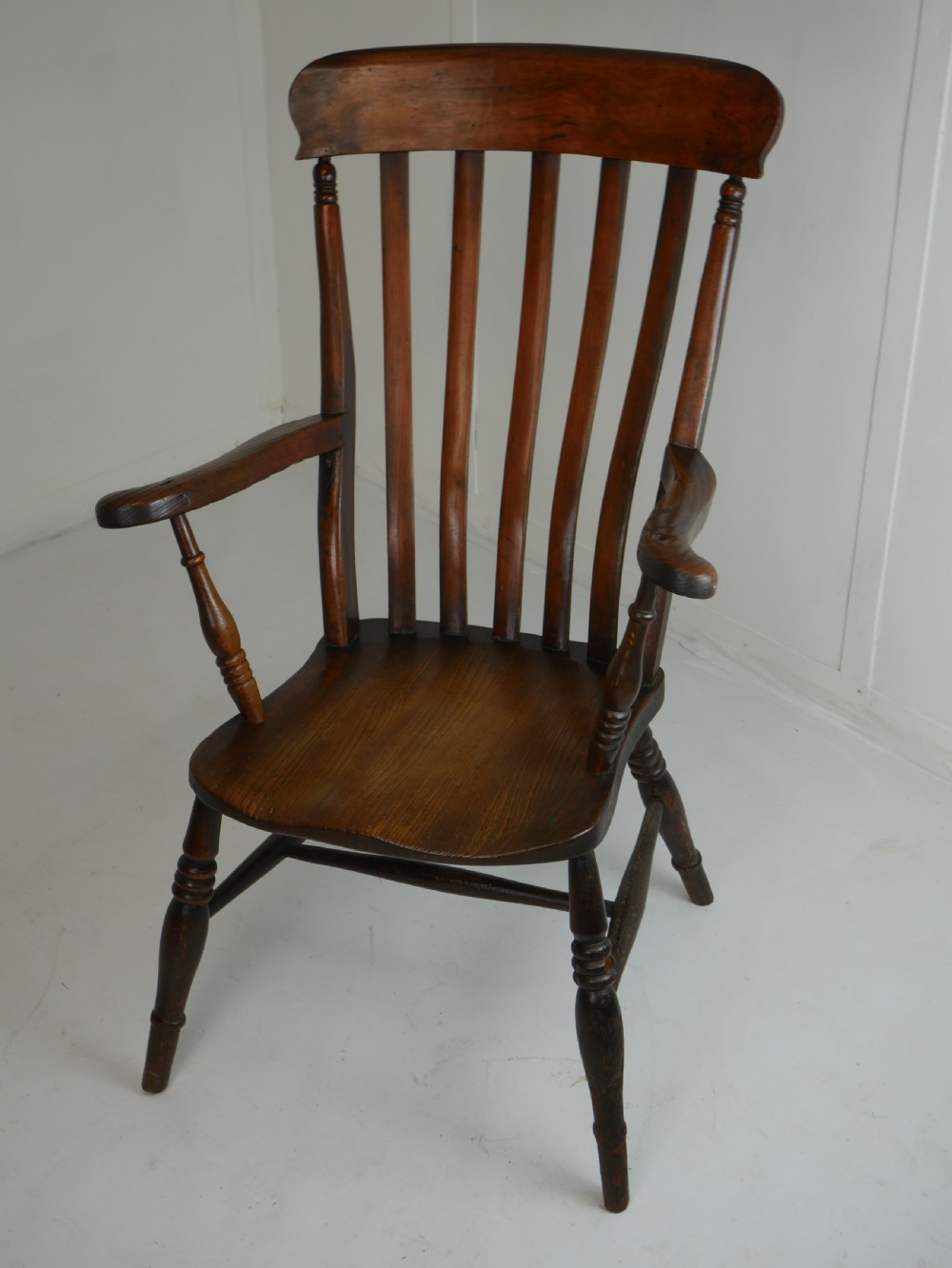 19thC Elm Fruitwood Windsor Kitchen Armchair View XIV
