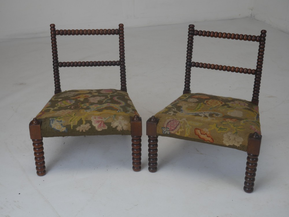 Pair Miniature 19thC Bobbin Chairs View XI