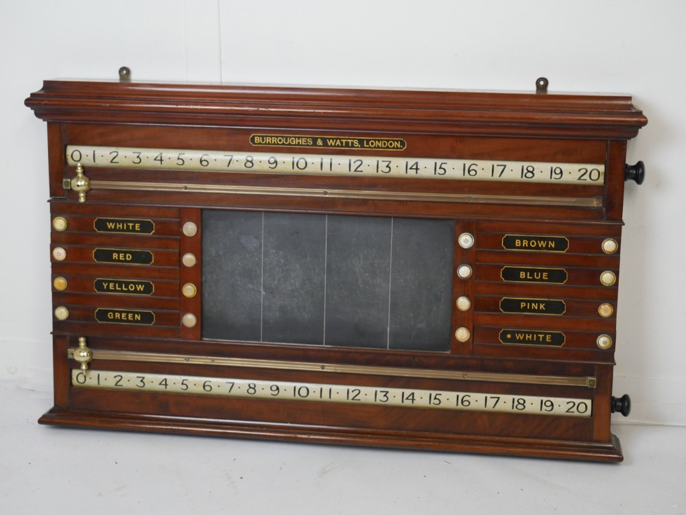 Mahogany scoreboard by Burroughes and Watts
