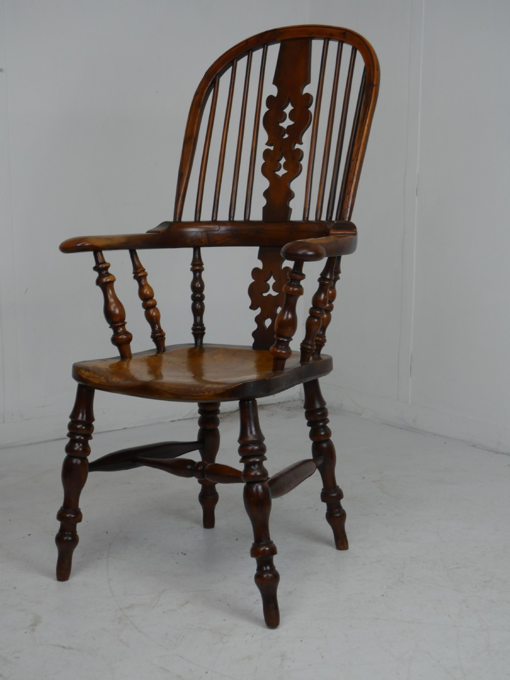 English Yew Broad Arm Windsor Chair