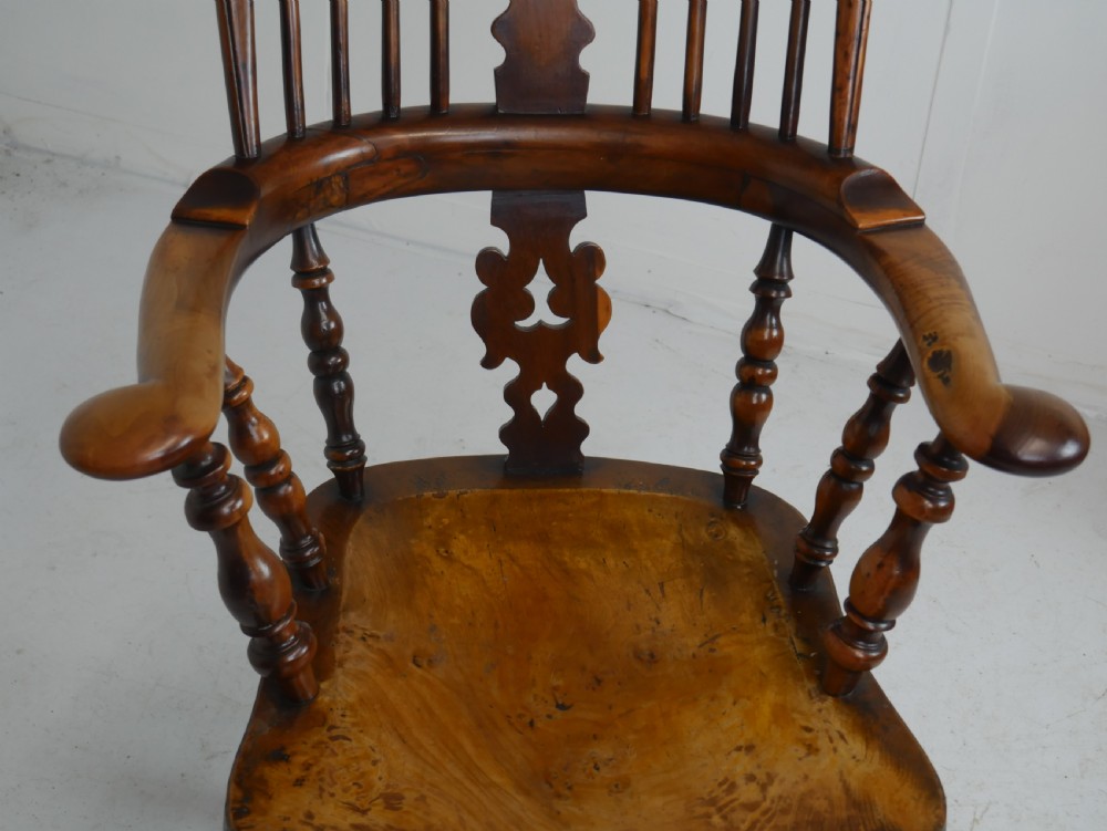 English Yew Broad Arm Windsor Chair View VI
