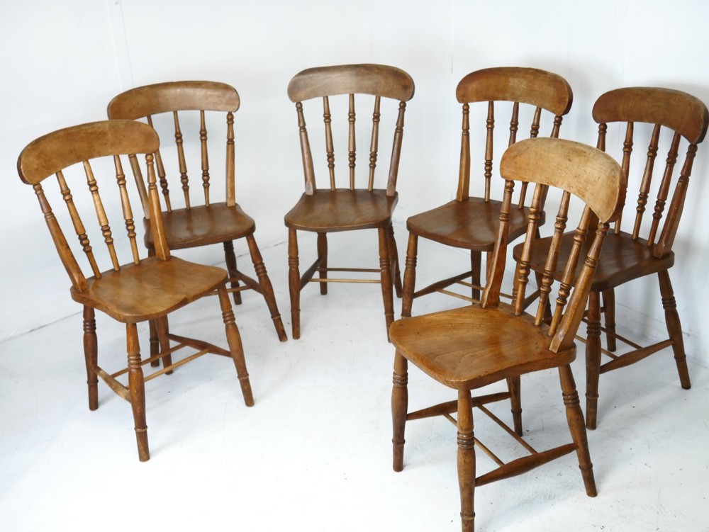 Six 19th Century Kitchen Chairs