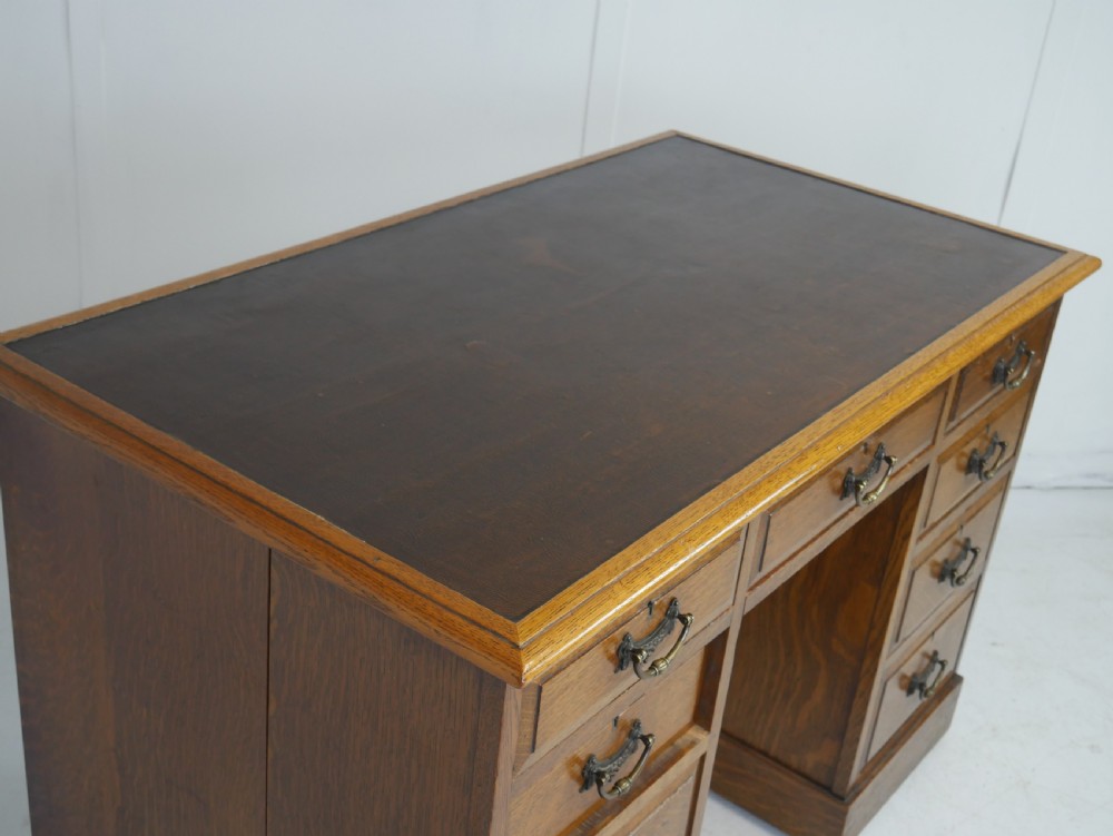 19thC Oak Kneehole Desk View XII