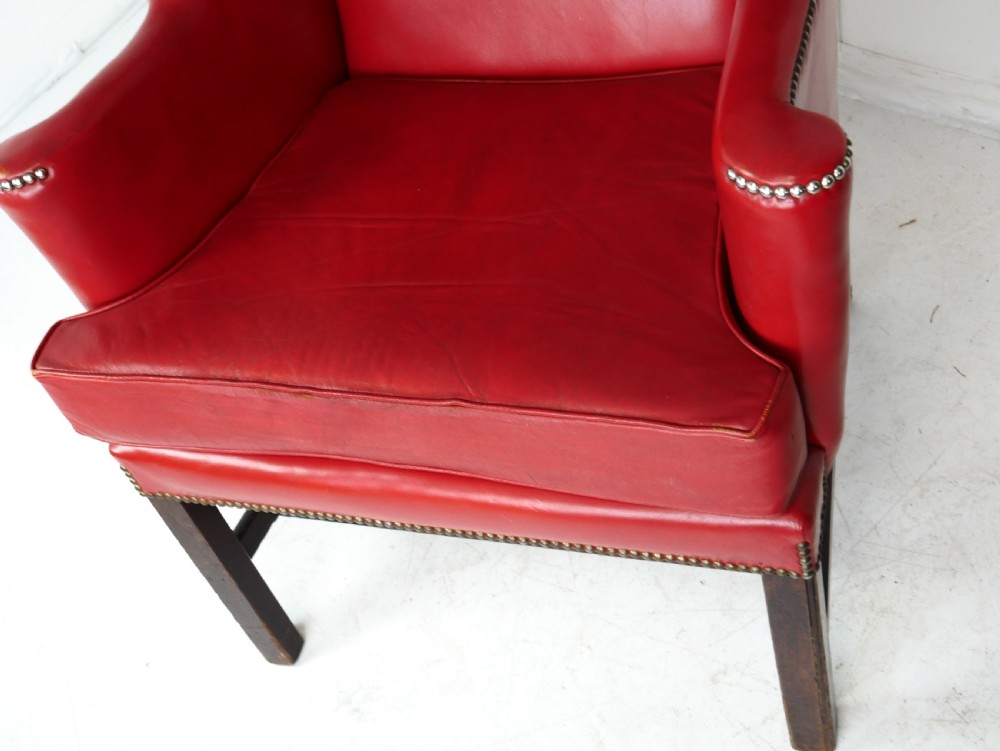 Georgian Leather Wing Arm Chair View III