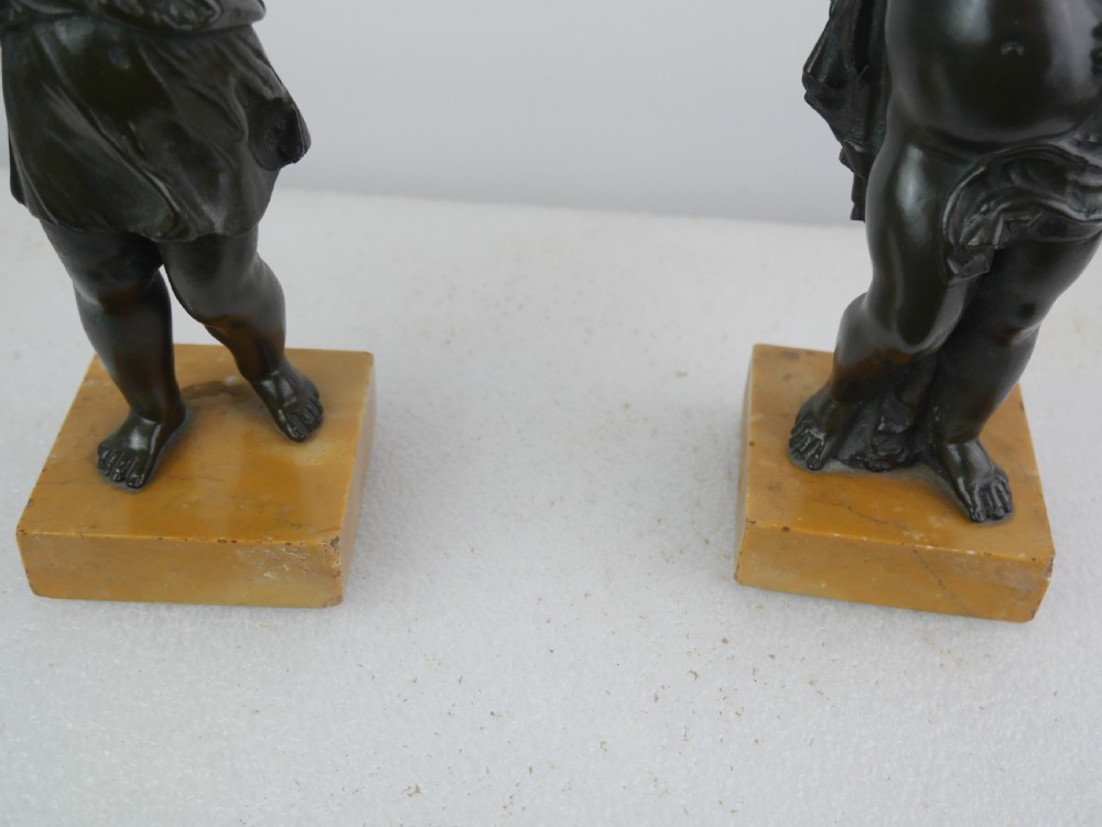 Pair Bronze Cherubs Harvest Gatherers View V