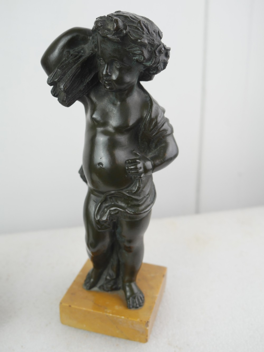 Pair Bronze Cherubs Harvest Gatherers View VII